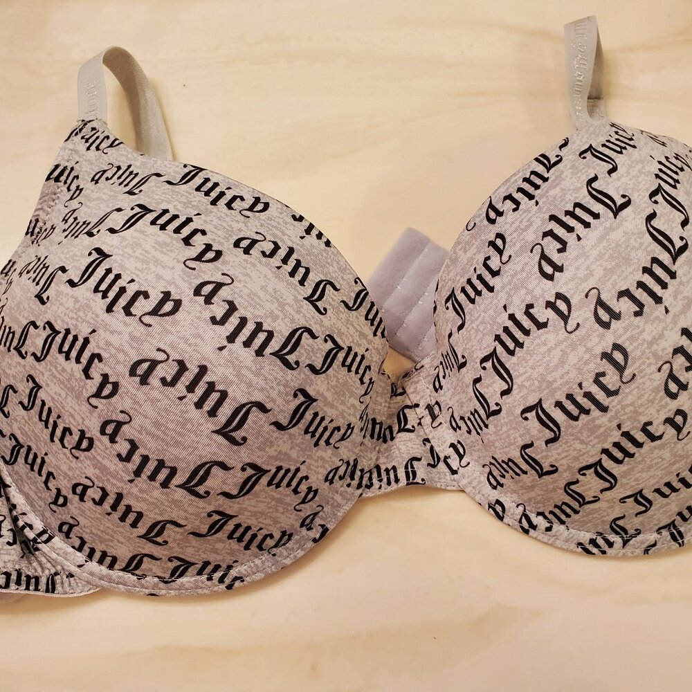 Juicy Couture Grey and Black Push Up Bra - Size 40D - Used